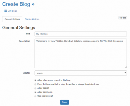 Create Blog page