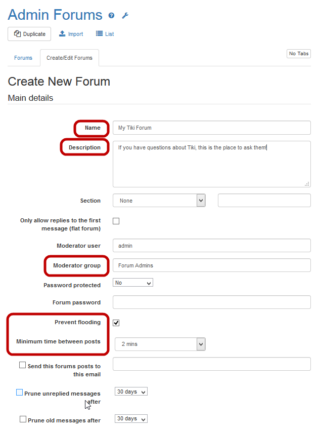 Create Forum page