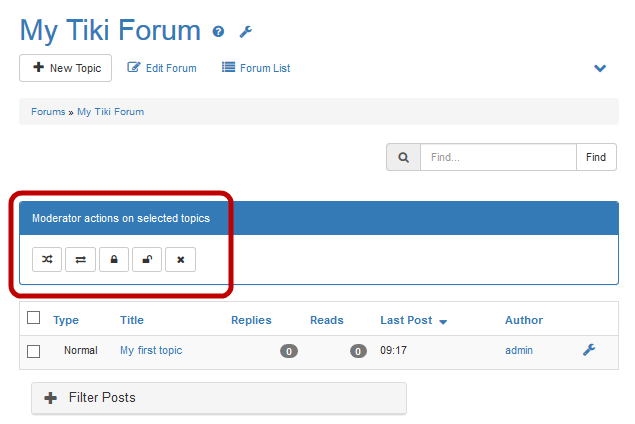 Moderator actions toolbar.