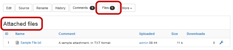 Files attached tot the Home Page