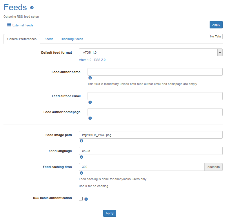 Administration: RSS  page.