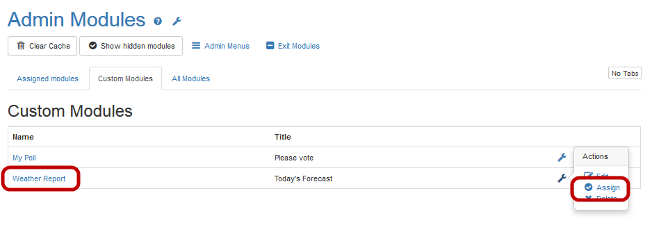 User modules.