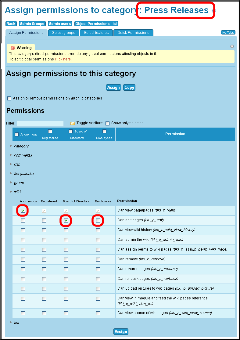 Category Permissions