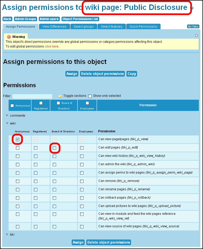 Verschiedene Einstellungen  Documentation for Tiki Wiki CMS Groupware