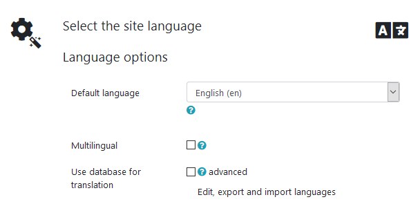 Language options