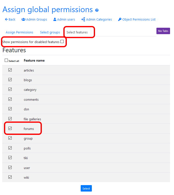 Select Feature