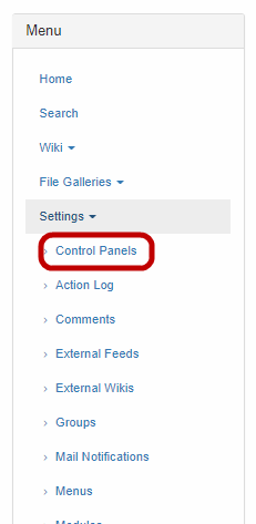 Selecting Control Panels option in Menu